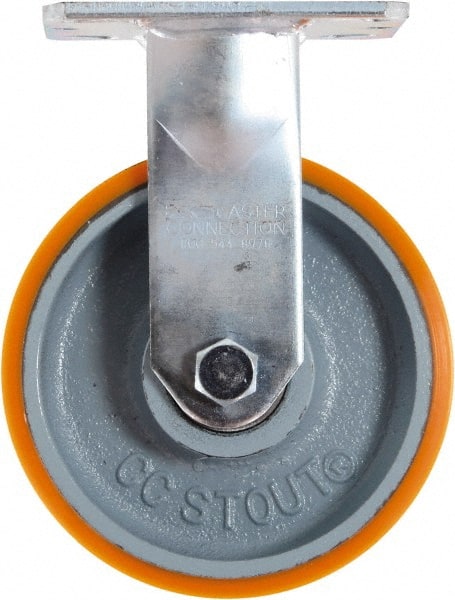Caster Connection CDP-MSC-43 Rigid Top Plate Caster: Polyurethane on Iron, 6" Wheel Dia, 2" Wheel Width, 1,250 lb Capacity, 7-1/2" OAH 