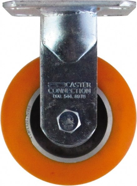 Caster Connection CDP-MSC-20 Rigid Top Plate Caster: Polyurethane on Aluminum, 5" Wheel Dia, 2" Wheel Width, 750 lb Capacity, 6-1/2" OAH 