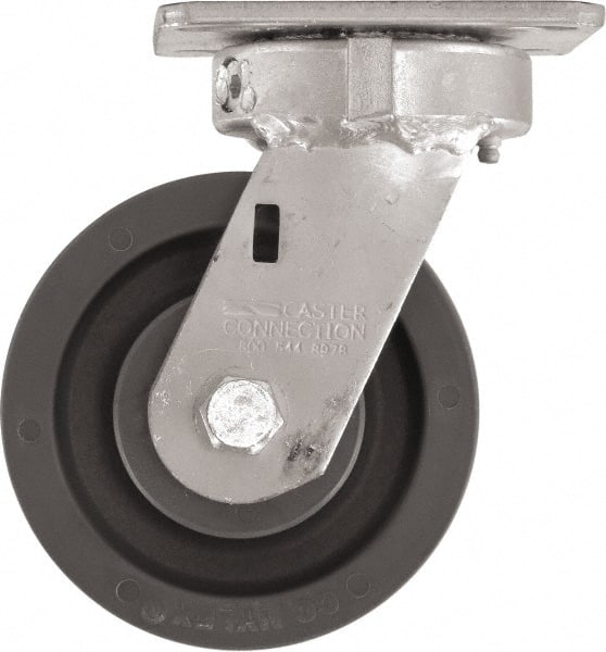 Caster Connection CDP-MSC-58 Swivel Top Plate Caster: High Grade Nylon, 5" Wheel Dia, 2" Wheel Width, 1,200 lb Capacity, 6-1/2" OAH 