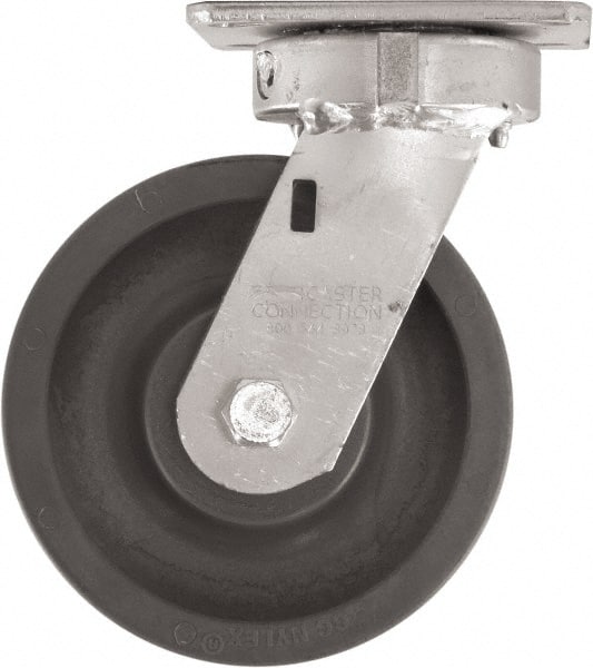 Caster Connection CDP-MSC-60 Swivel Top Plate Caster: High Grade Nylon, 6" Wheel Dia, 2" Wheel Width, 1,500 lb Capacity, 7-1/2" OAH 