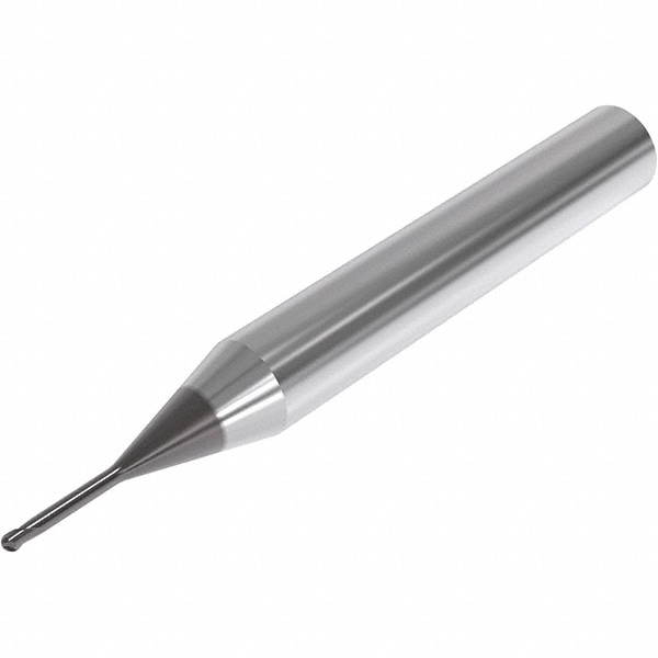 Seco Ball End Mill: 0.60 mm Dia, 0.60 mm LOC, 2 Flute, Solid Carbide - 50.00 mm OAL, 6.00 mm Shank Dia, 30 deg Helix, SIRON-A Finish, Single End -  03171272