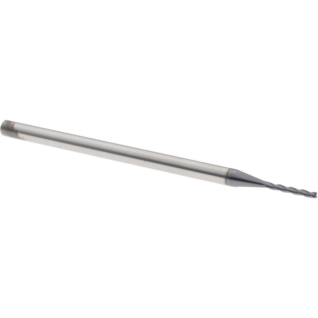 Harvey Tool Square End Mill: 3/64" Dia, 21/64" LOC - 2-1/2" OAL, 1/8" Shank Dia, 30 deg Helix, AlTiN Finish, Single End, Miniature End Mills - Square