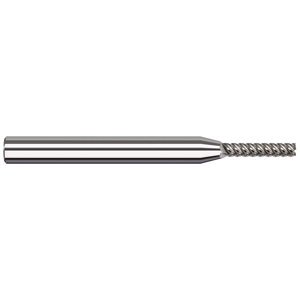 Harvey Tool 0.05", 1/4" LOC, 1/8" Shank Diam, 2-1/2" OAL, 5 Flute Solid Carbide Square End Mill - Single End, Uncoated, 50° Helix, RH Flute, RH Cut