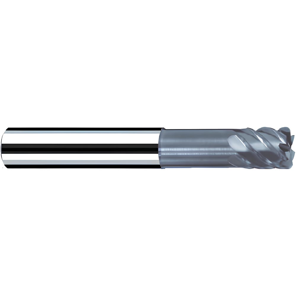 Corner Radius End Mill: 0.3740" Dia, 3/8" LOC, 0.0200" Radius, 6 Flute, Solid Carbide