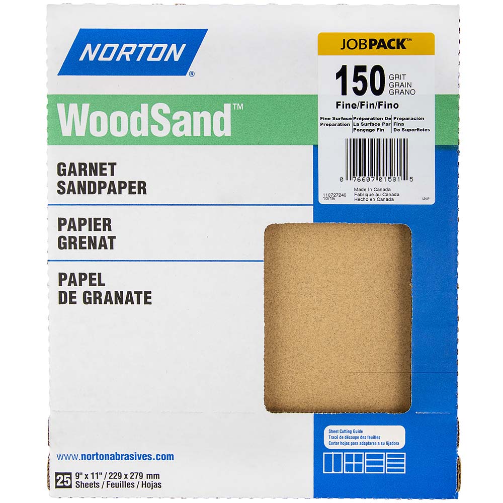 Sanding Sheets: 9" Wide x 11" OAL, 150 Grit, Garnet - Fine Grade, C-Weighted Paper Backing, Orange, Series A513