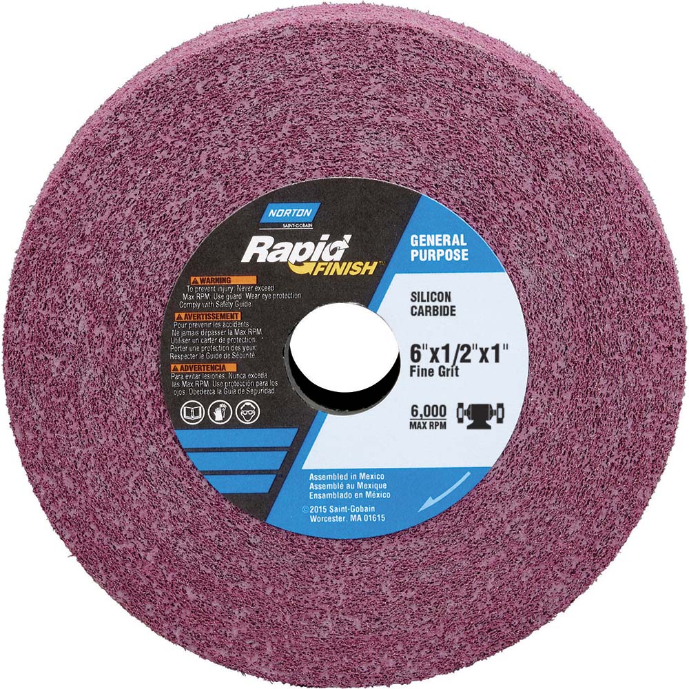 Norton Deburring Wheel 6" Dia, 1/2" Face Width, 1" Hole, Density 9