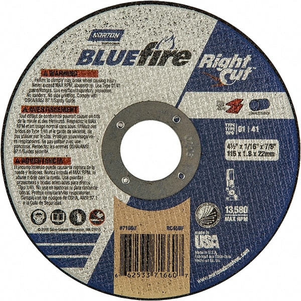 66252843171 NORTON CutOff Wheel,Blue Fire,4/"x1//16/"x3//8/"