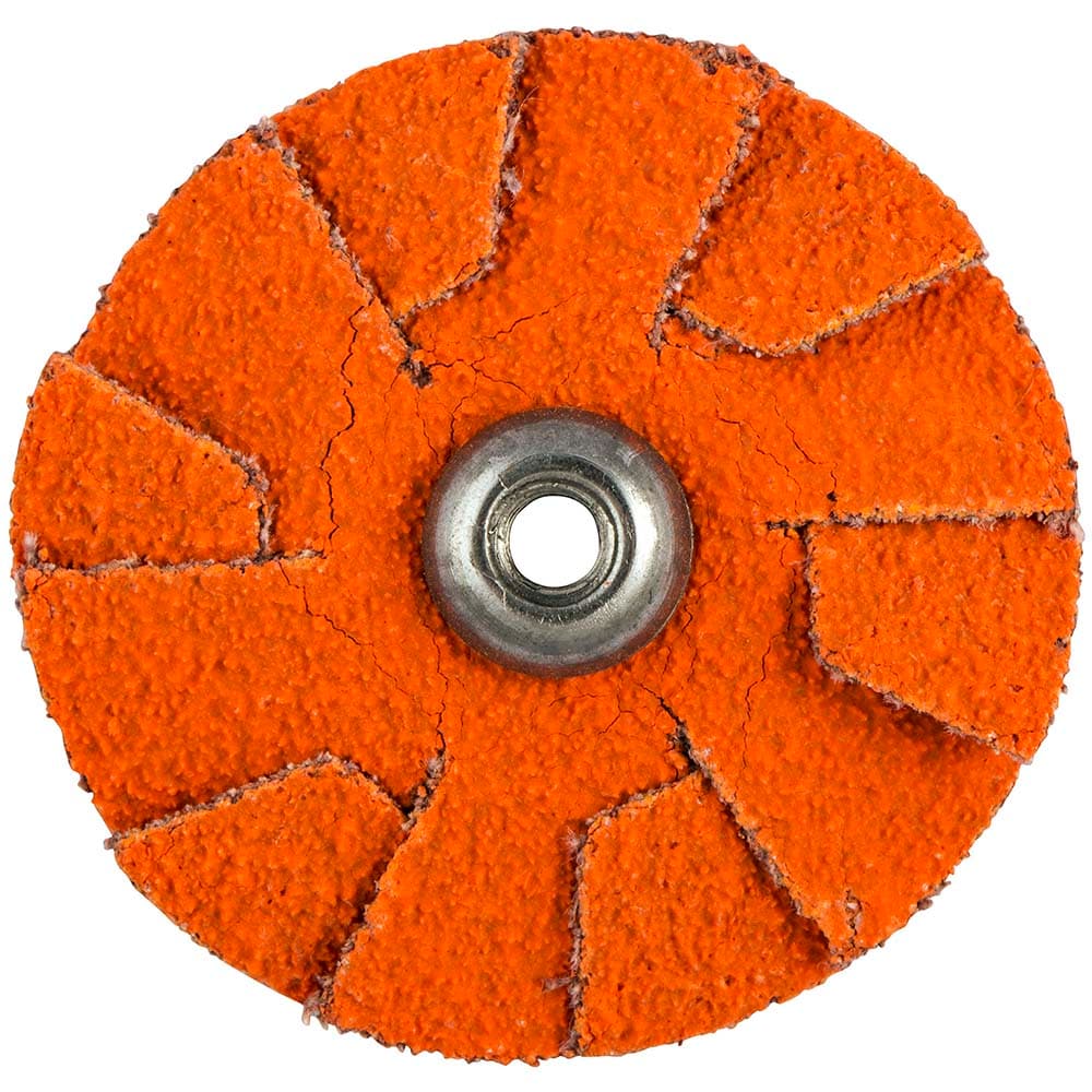 Slotted Overlap Discs; Abrasive Type: Coated ; Overlap Disc Type: Inward ; Abrasive Material: Ceramic ; Grit: 80 ; Eyelet Size: 8-32 in ; Number of Layers: 2