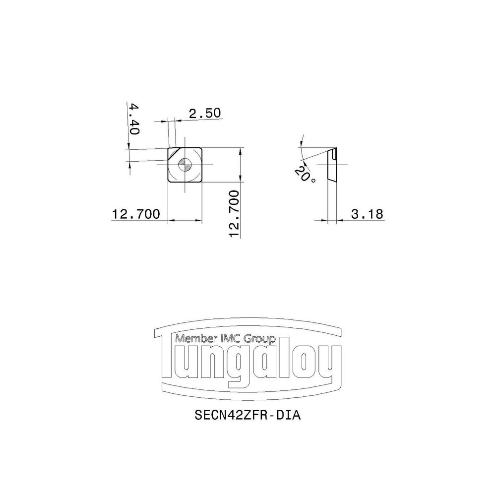 Tungaloy - Milling Insert: SECN42ZFR-DIA DX140 DX140, Diamond