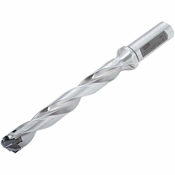 Replaceable-Tip Drill: 0.984 to 1.02" Dia, 7.874" Max Depth, 1-1/4" Weldon Flat Shank - Uses DMP240/DMP241/DMP242/DMP243/DMP244/DMP245/DMP246/DMP247/DMP248/DMP249 Inserts, Through Coolant