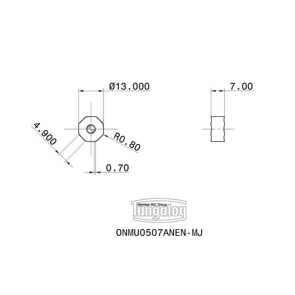 Tungaloy - Milling Insert: ONMU0507ANEN-MJ AH3135 AH3135, Solid Carbide ...