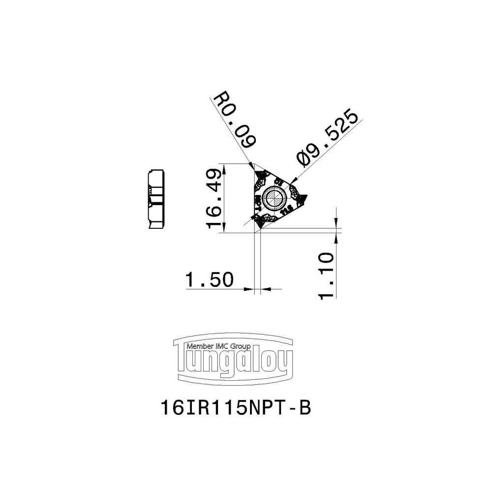 Tungaloy - Laydown Threading Insert: 16IR115NPT-B AH725, Carbide | MSC ...