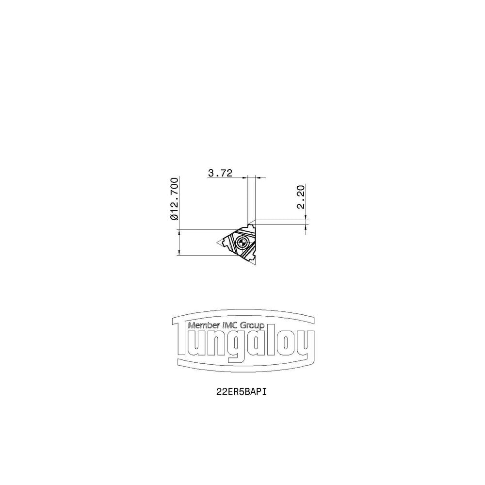 Tungaloy - Laydown Threading Insert: 22IR5BAPI AH725, Solid Carbide ...