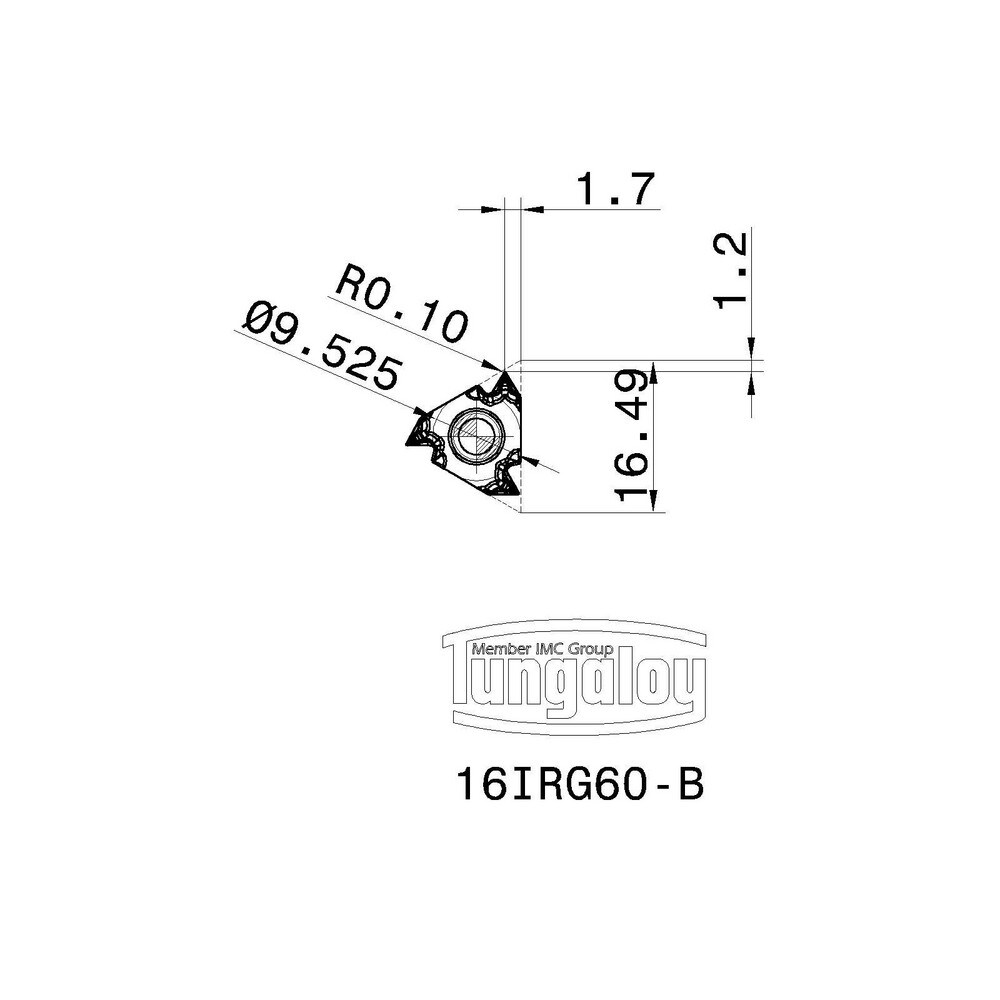 Tungaloy - Laydown Threading Insert: 16IRG60-B AH725, Carbide | MSC Direct