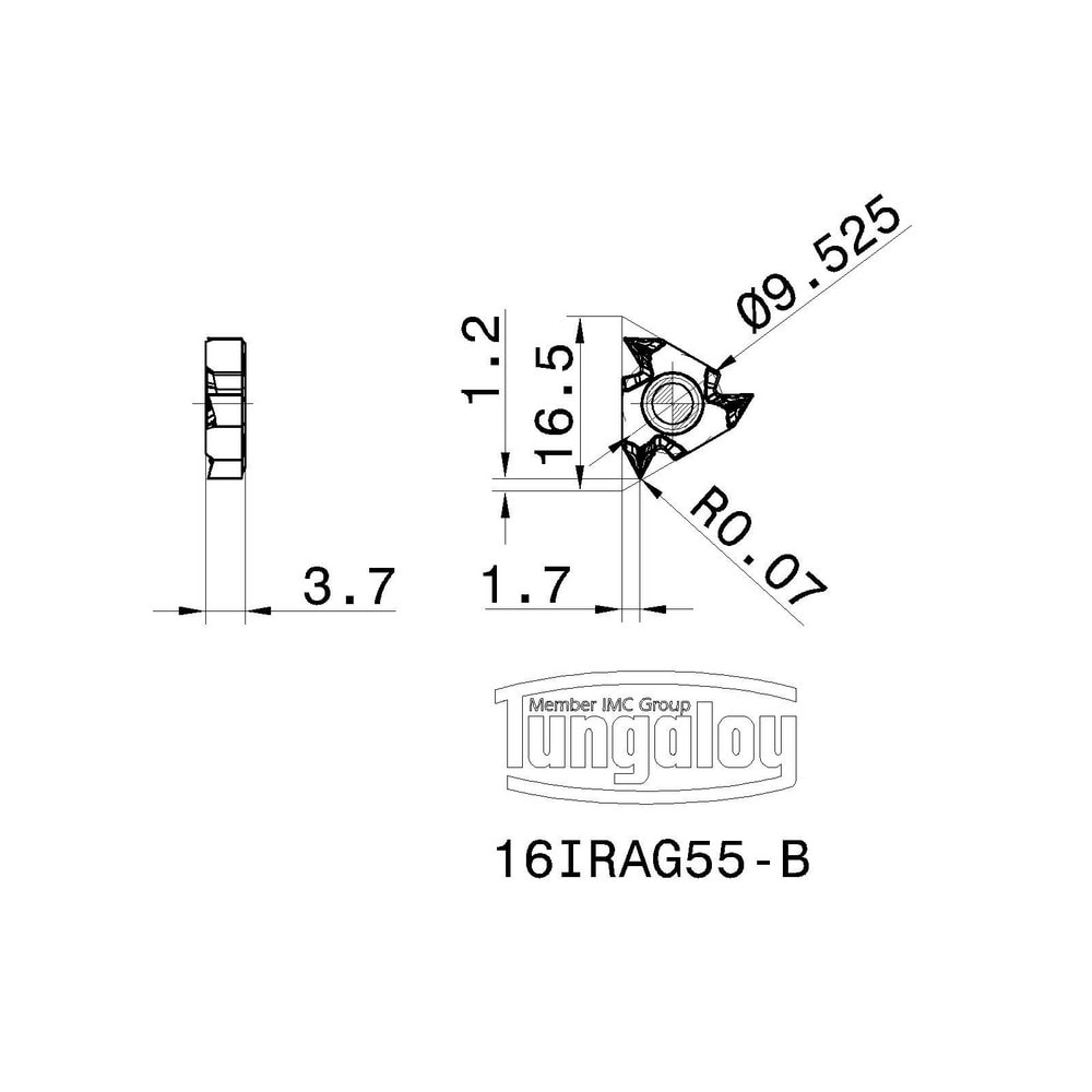 Tungaloy - Laydown Threading Insert: 16IRAG55-B AH725, Carbide | MSC ...