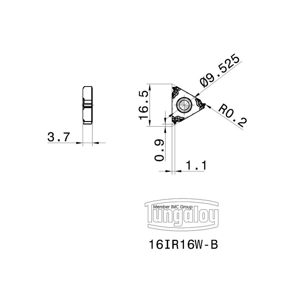 Tungaloy - Laydown Threading Insert: 16IR16W-B AH725, Carbide | MSC ...