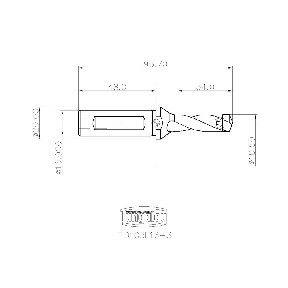 Tungaloy Indexable Boring Bar E12QSVUCL08D180, 18 mm Min Bore Dia