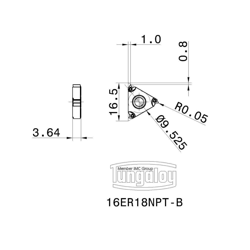 Tungaloy - Laydown Threading Insert: 16ER18NPT-B AH725, Carbide | MSC ...