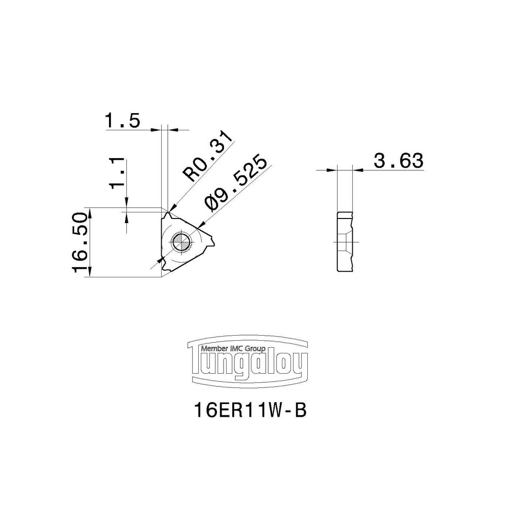 Tungaloy - Laydown Threading Insert: 16ER11W-B AH725, Carbide | MSC Direct