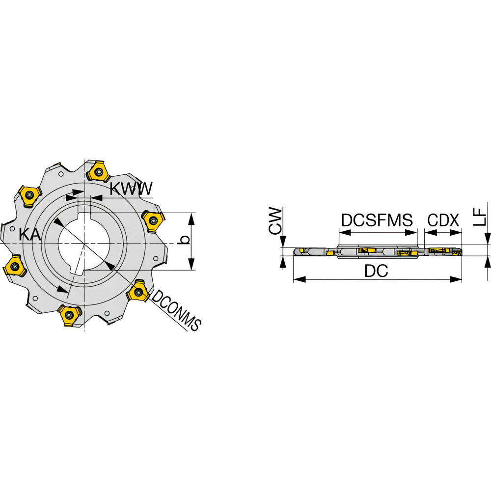 Tungaloy Indexable Slotting Cutter 8.00 mm Cutting Width, 160.00 mm
