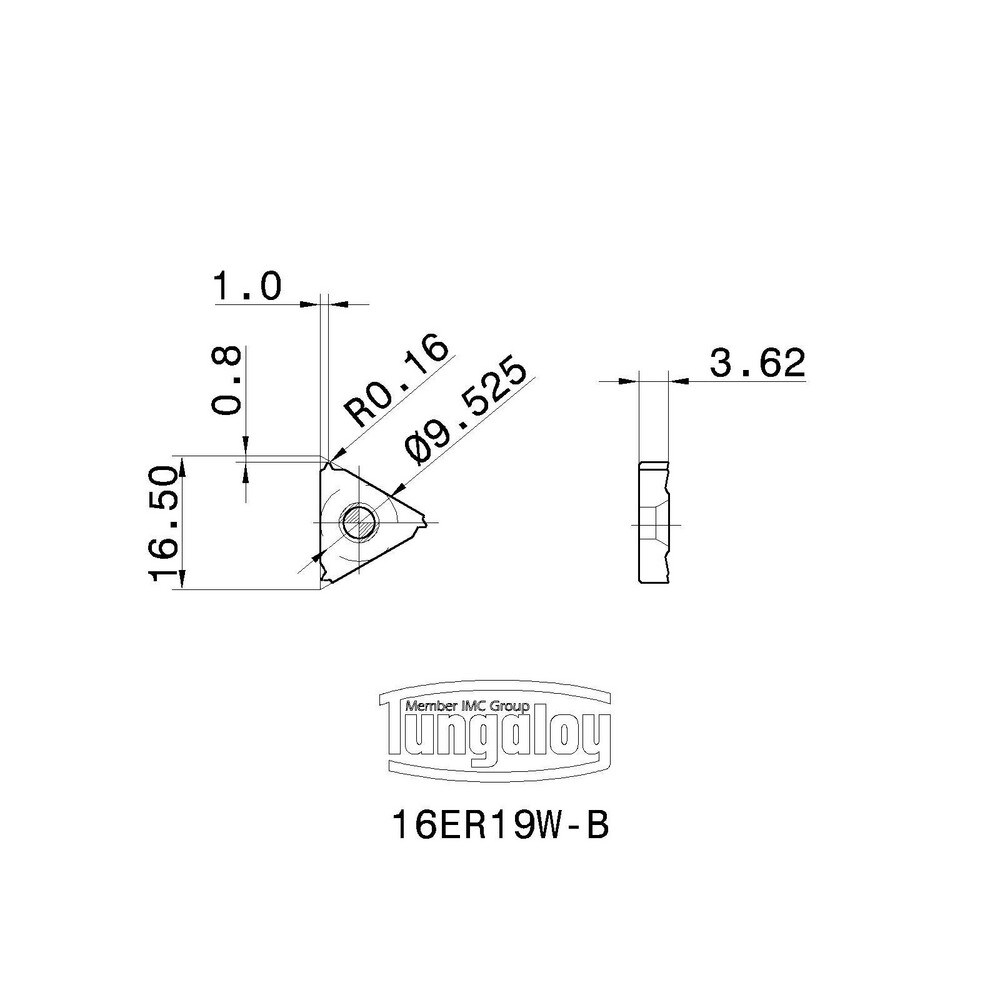 Tungaloy - Laydown Threading Insert: 16ER19W-B AH725, Carbide | MSC ...