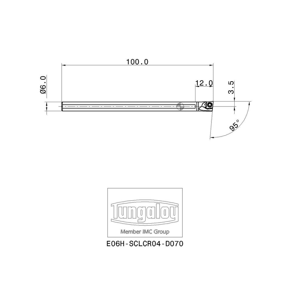 Tungaloy - Indexable Boring Bar: A08-SDXXR2-D11, 0.6880" Min Bore ...