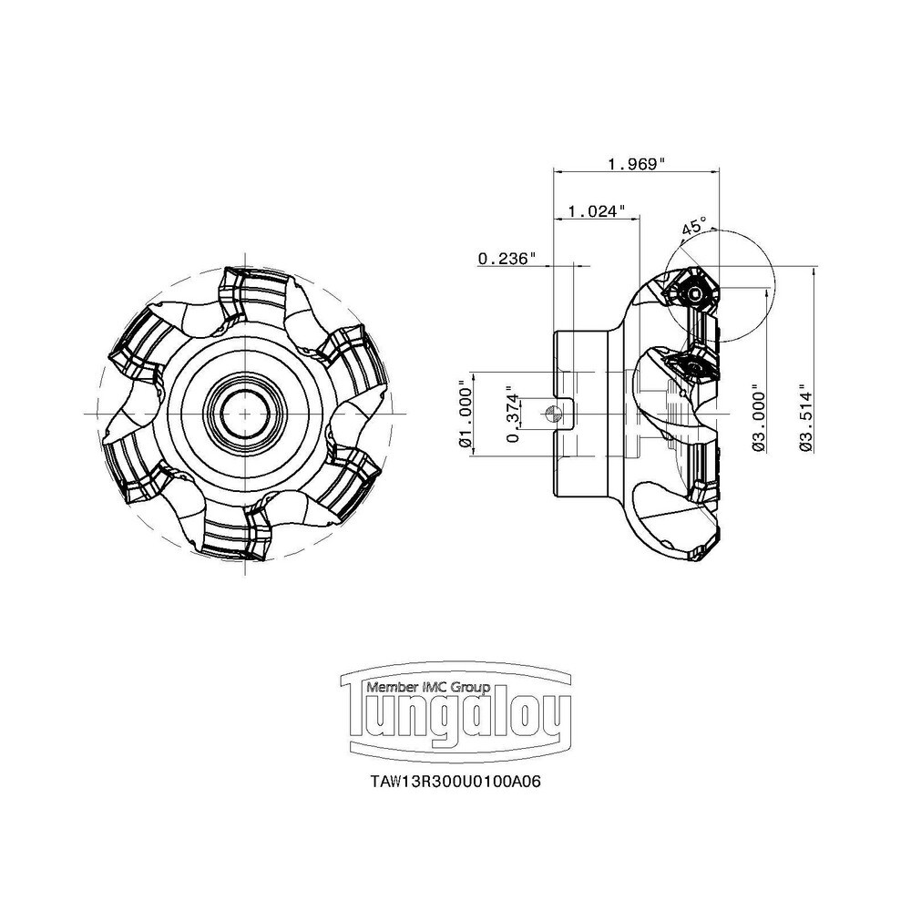 Tungaloy - Indexable Boring Bar: E08K-SEXPL04-D055, 5.5 Mm Min Bore Dia ...