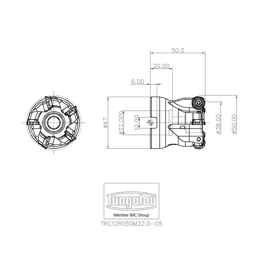 Tungaloy - Indexable Boring Bar: A08H-SCLPR06-D100, 10 Mm Min Bore Dia ...