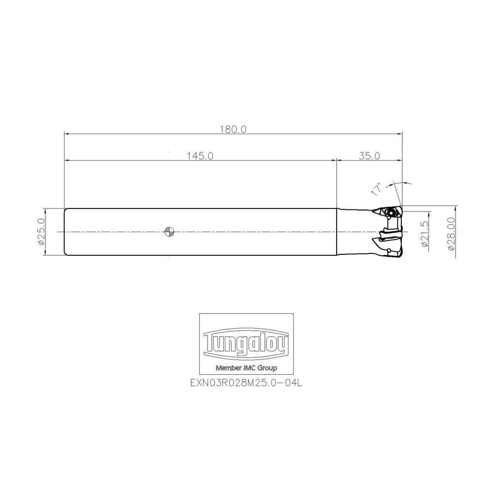 Tungaloy - Indexable High-Feed End Mill: 28 mm Cut Dia, 25 mm ...