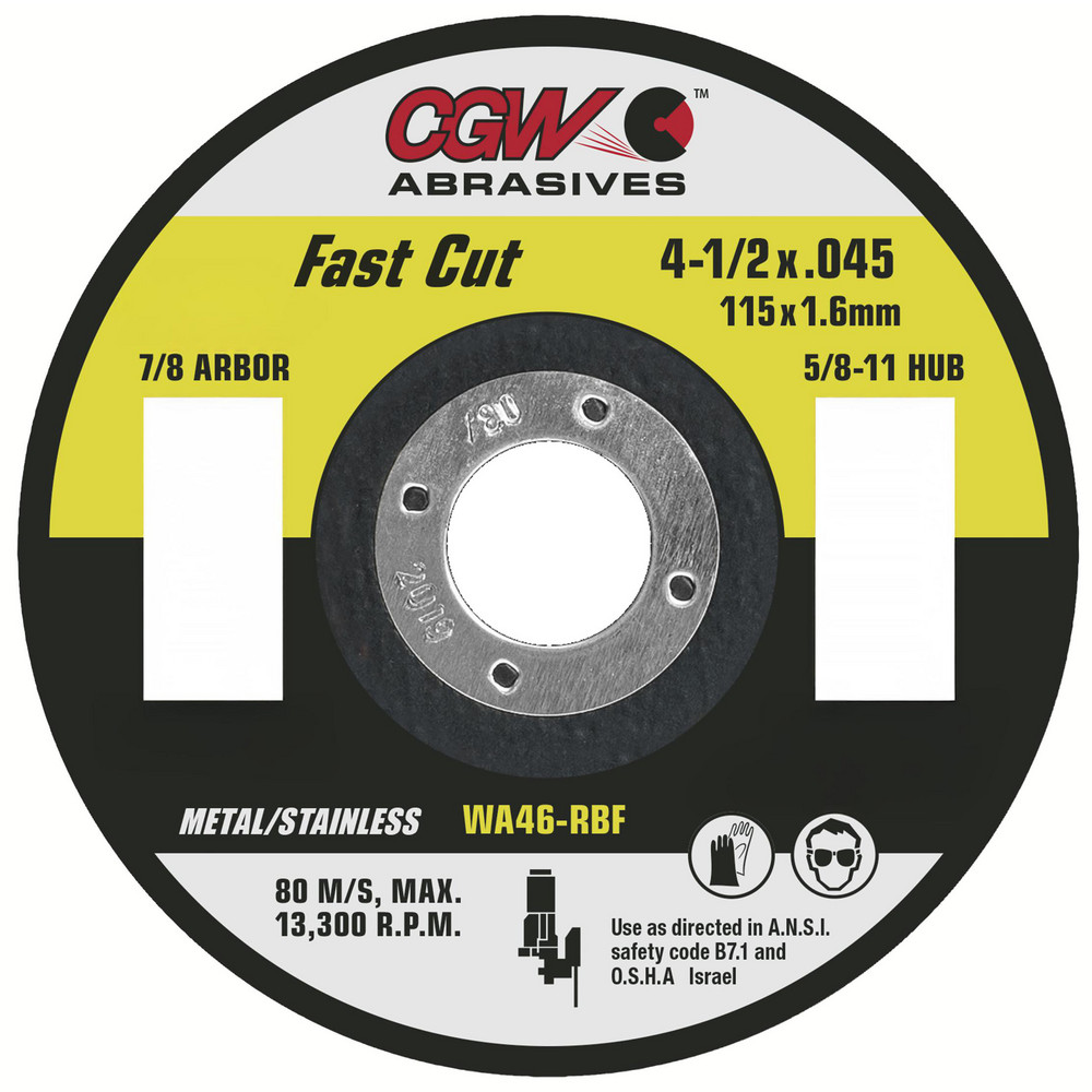 CGW Abrasives - Cutoff Wheel: Type 1 (01/41), 4-1/2
