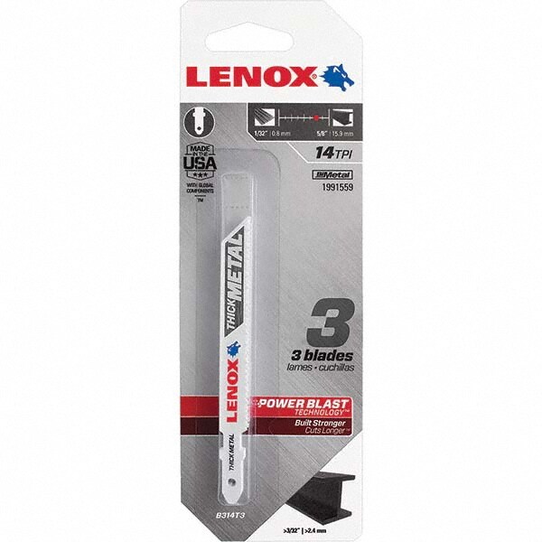 Jigsaw Blade: Bi-Metal, 14 TPI, 0.037" Blade Thickness, 3/8" Blade Width