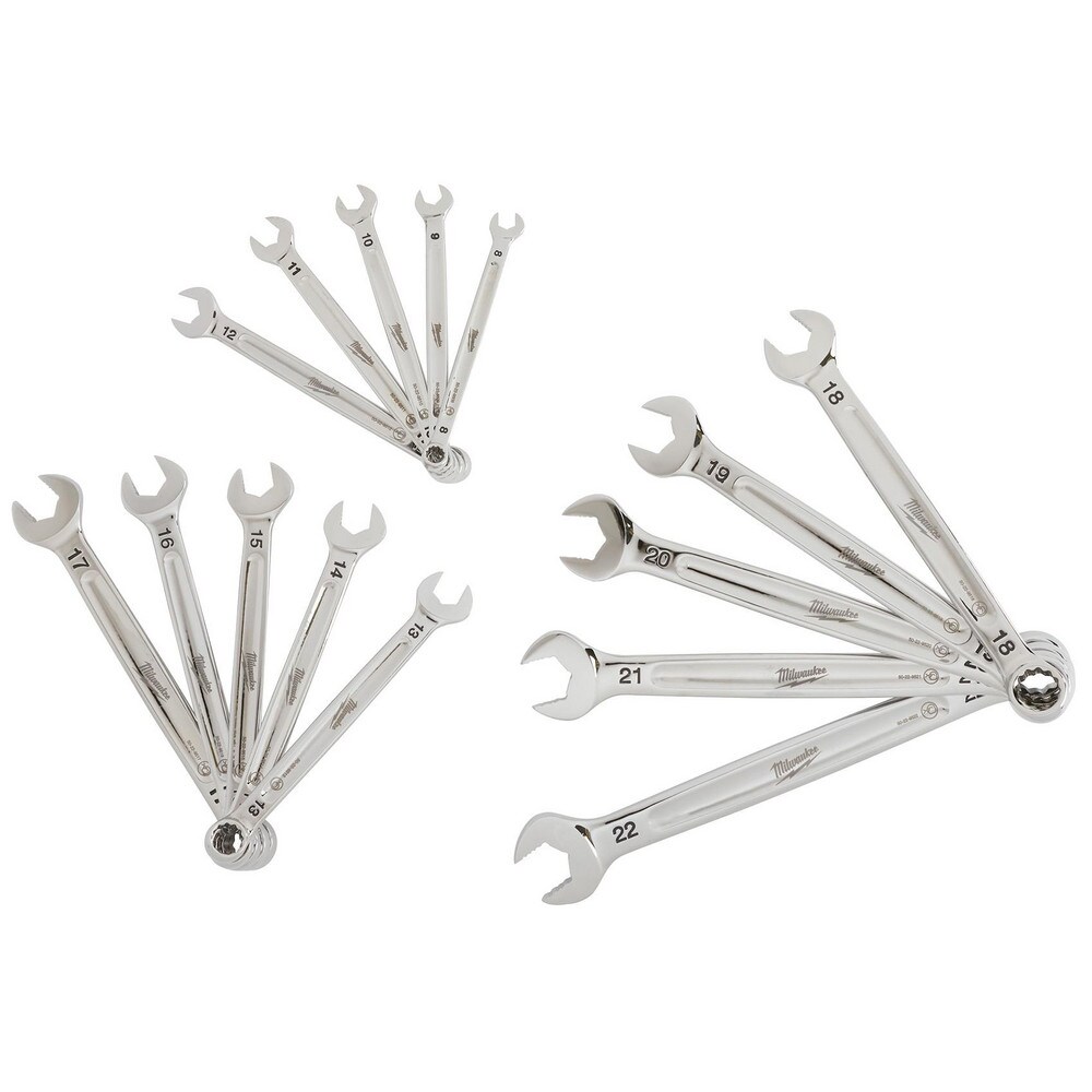 Combination Wrench Set: 15 Pc, Metric