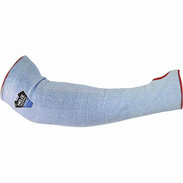 Cut & Puncture-Resistant Sleeve: Size Universal, HPPE, Nylon & Steel, Blue, ANSI Cut A7 - Thumb Hole, Knit Wrist, Seamless, Abrasion-Resistant, Cut-Resistant