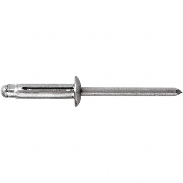 Open End Blind Rivet: Size 6, Dome Head, Aluminum Body, Aluminum Mandrel