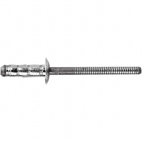 Blind Rivet: Size 6, Dome Head, Steel Body, Steel Mandrel