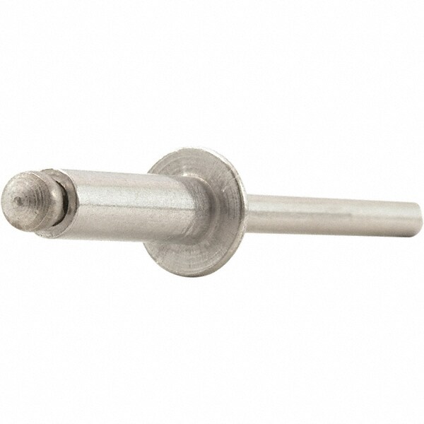 Open End Blind Rivet: Size 5, Dome Head, Aluminum Body, Aluminum Mandrel