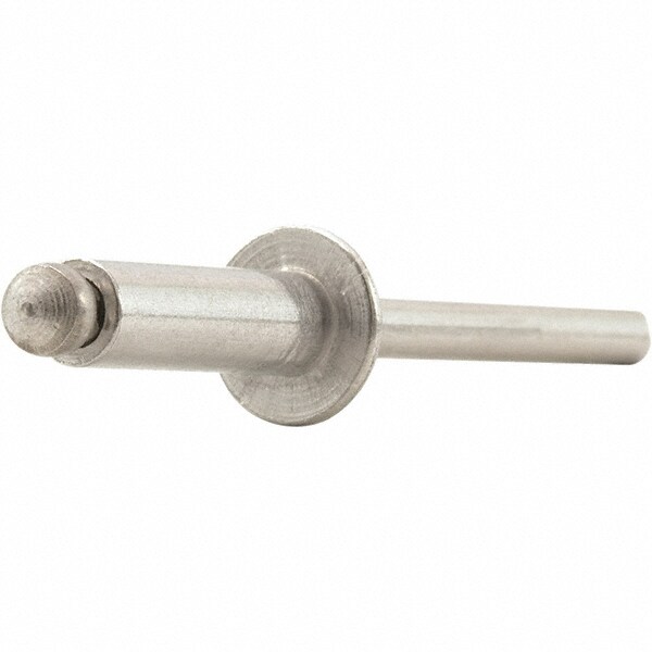 Open End Blind Rivet: Size 5, Dome Head, Aluminum Body, Steel Mandrel