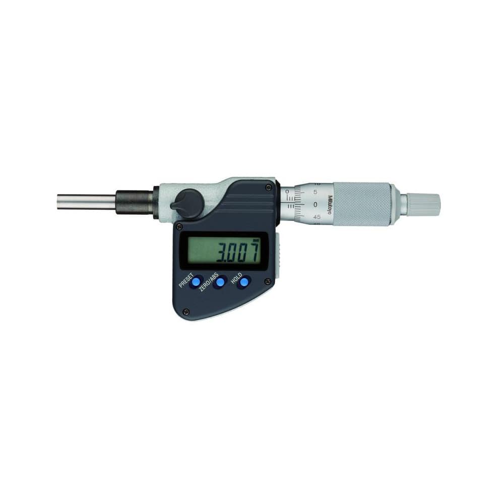 Electronic Micrometer Heads; Accuracy: 0.0001 in ; Thimble Diameter (mm): 18.00 ; Spindle Shape: Spherical ; Clamp Nut Supplied: Yes ; Batteries Included: Yes ; Number Of Batteries: 1