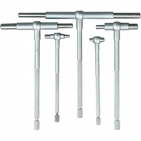Telescoping Gage Set: 1/2 to 6", 5 Pc, Stainless Steel, Satin Chrome Finish, Includes Pouch
