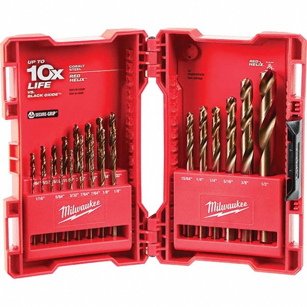 Milwaukee Tool Drill Bit Set Twist Drill Bits, 23 Pc, 135 °, Cobalt