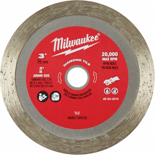 Milwaukee Tool 3 x 3/64, 3/8" Hole Diamond Cutoff Wheel 47879622