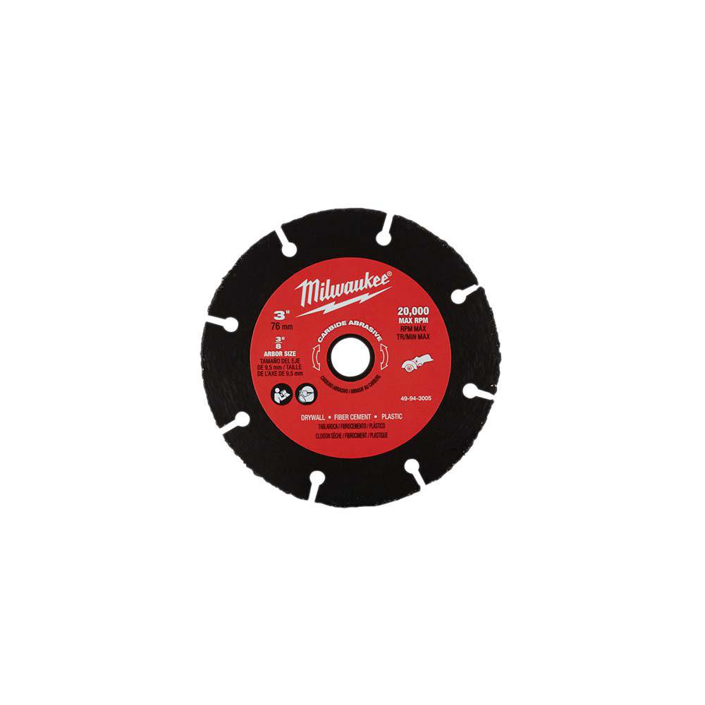 Cutoff Wheel: Type 1 (01/41), 3" Dia, 0.0400" Thick, 3/8" Hole, Carbide Grit - 20000 Max RPM