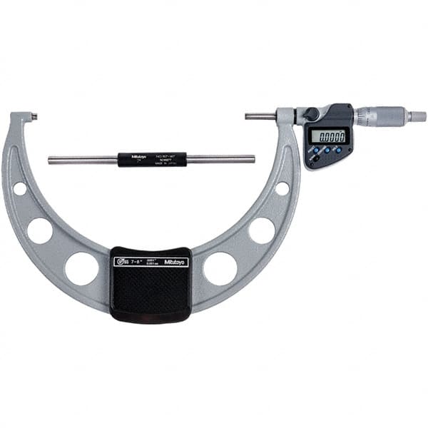 Mitutoyo 293-353-30 Electronic Outside Micrometer: 8", Carbide Tipped Measuring Face, IP65 