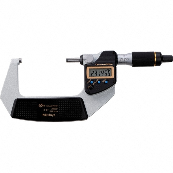 Mitutoyo 293-187-30 Electronic Outside Micrometer: 3", Carbide Tipped Measuring Face, IP65 Image