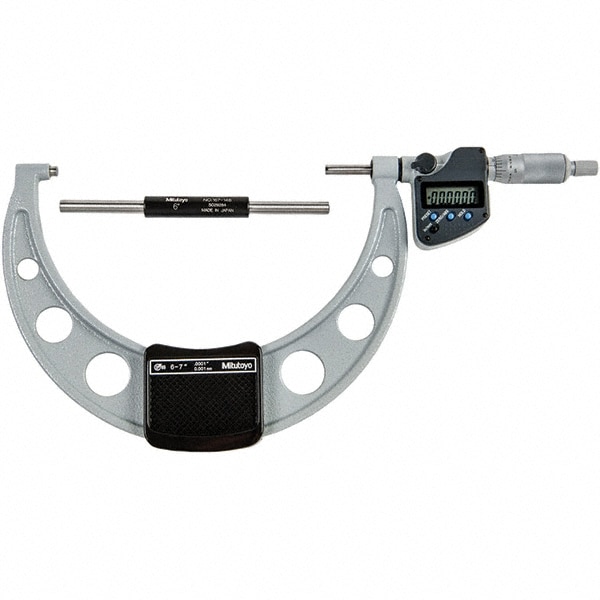 Mitutoyo 293-352-30 Electronic Outside Micrometer: 7", Carbide Tipped Measuring Face, IP65 Image