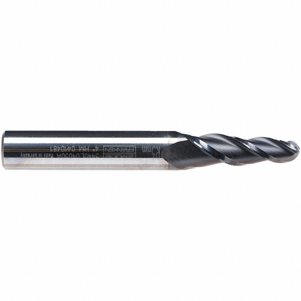 Emuge Tapered End Mill 4 deg Angle per Side, 4.20 mm Small Dia, 20.00 mm LOC, 3 Flute, Solid
