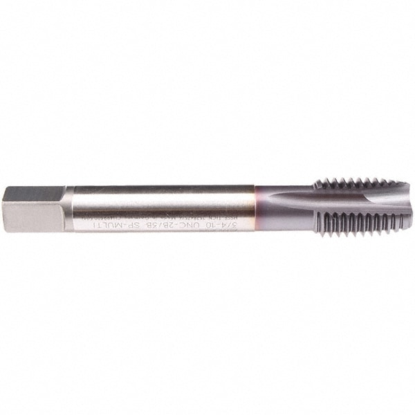 Emuge CU499300.5018 Spiral Flute Tap: #1-8, UNC, 4 Flute, Plug, 2B & 3B Class of Fit, High Speed Steel, TICN Finish 