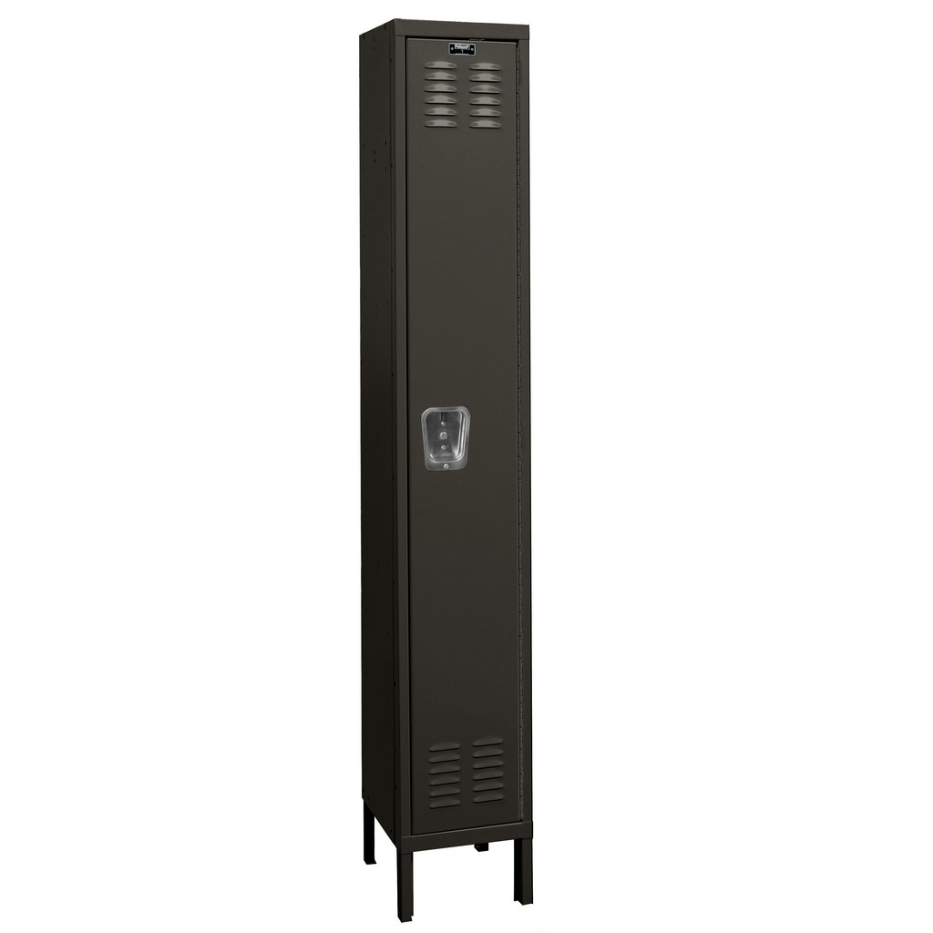 Hallowell 1-Wide Locker: 12" Wide, 15" Deep, 78" High, Padlock - Black, Zinc-Plated, Steel, Assembled | Part #U1258-1A-ME