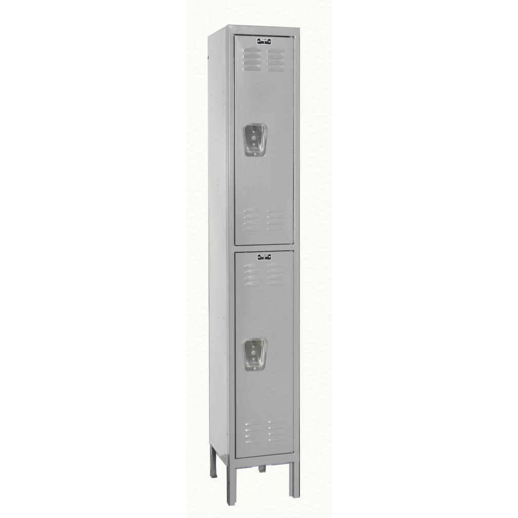 Hallowell 1-Wide Locker: 12" Wide, 18" Deep, 78" High, Padlock - Light Gray, Zinc-Plated, Steel, Assembled | Part #U1288-2A-PL