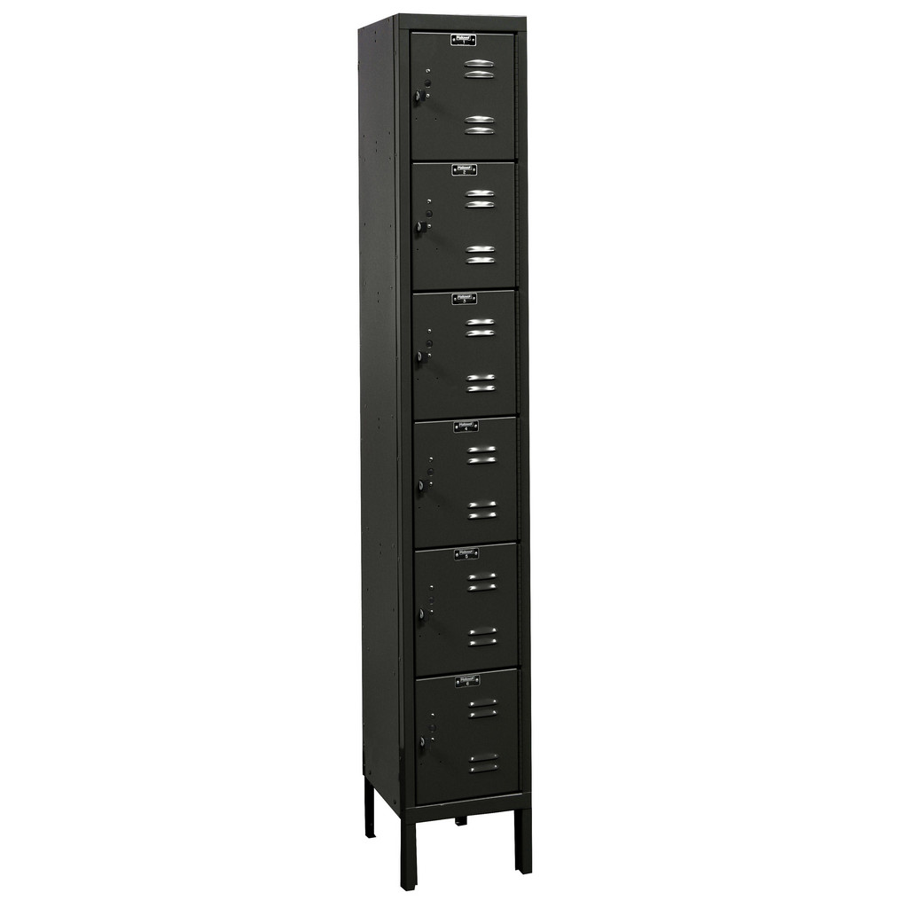 Hallowell 1-Wide Locker: 12" Wide, 12" Deep, 78" High, Padlock - Black, Zinc-Plated, Steel | Part #U1228-6ME